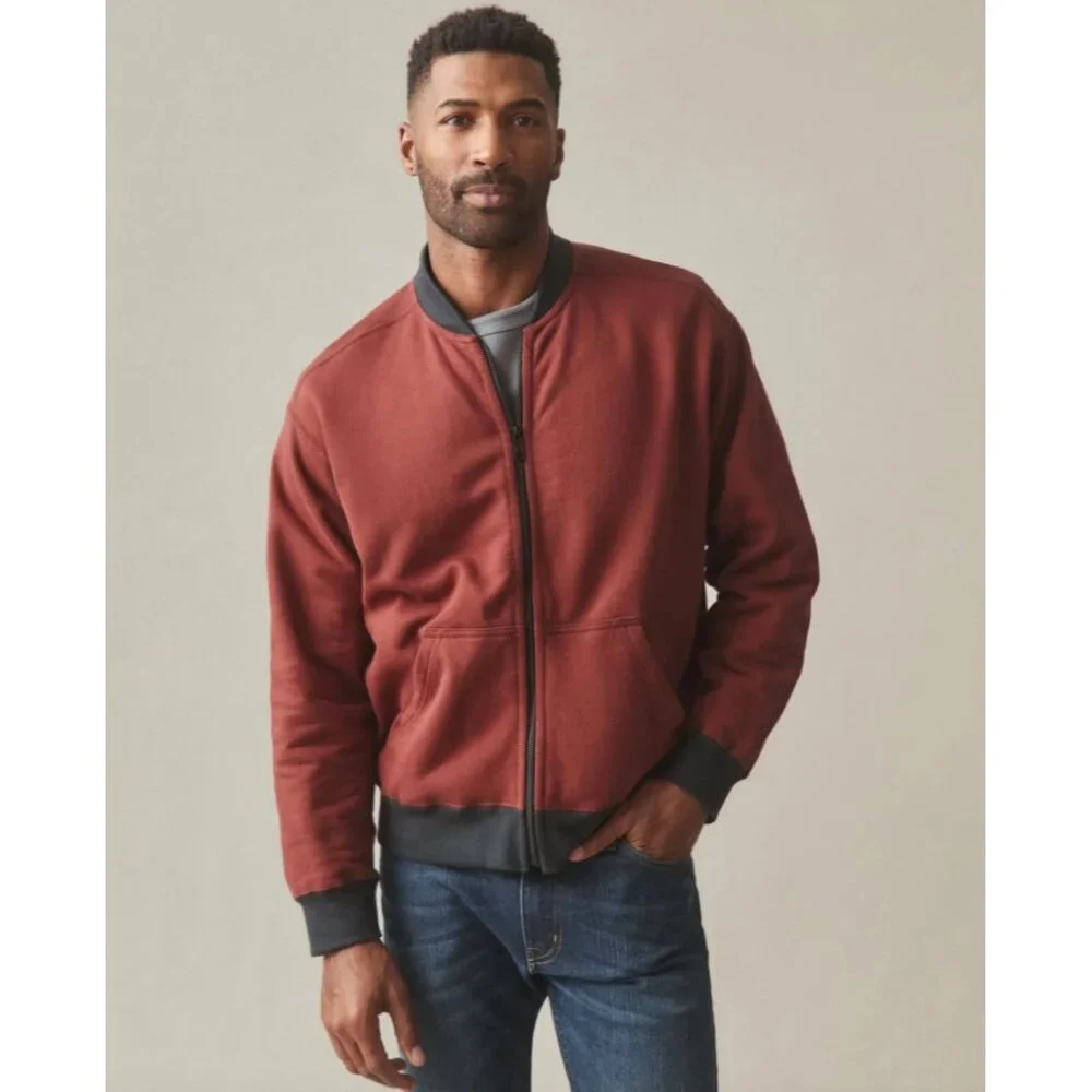 NEW American Giant Mens XL Fleece Bomber Jacket Full Zip‎ Up